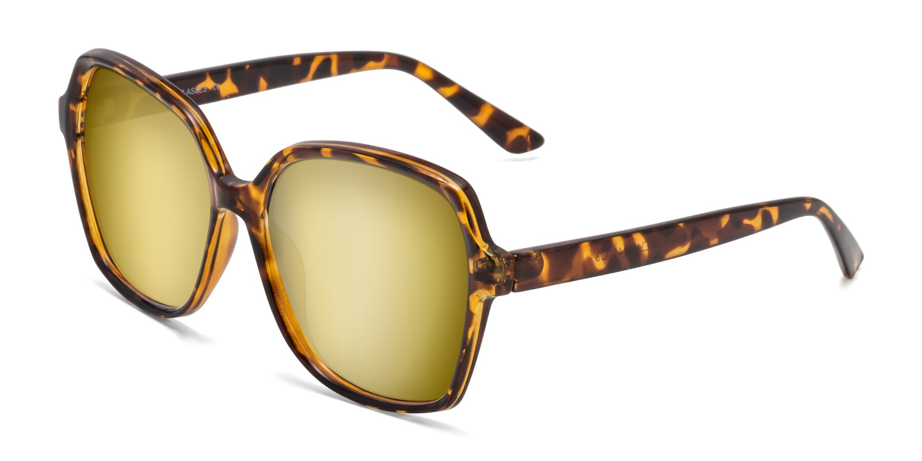 Angle of Kamana in Tortoise with Gold Mirrored Lenses