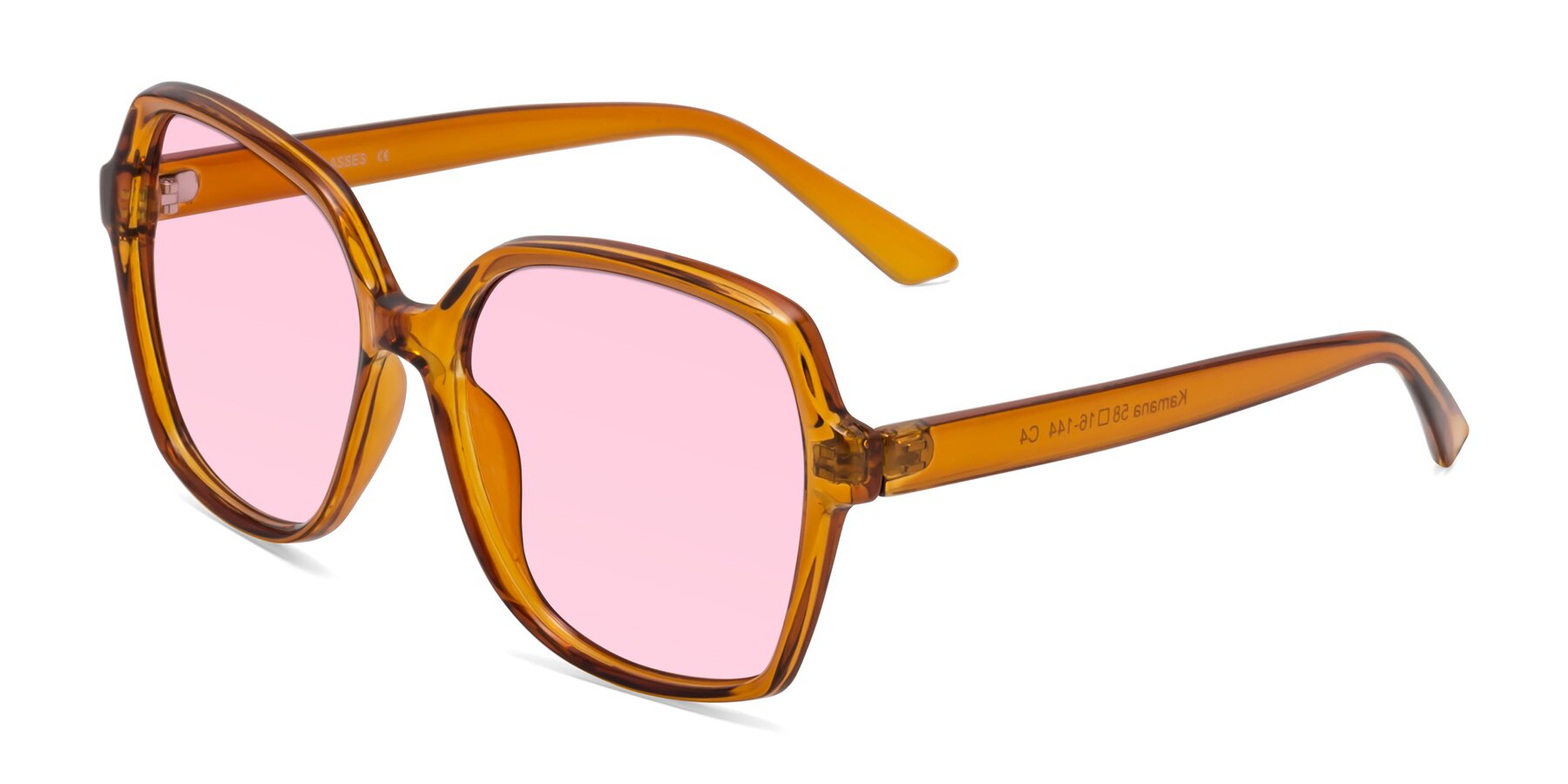 Angle of Kamana in Maple Syrup with Light Pink Tinted Lenses