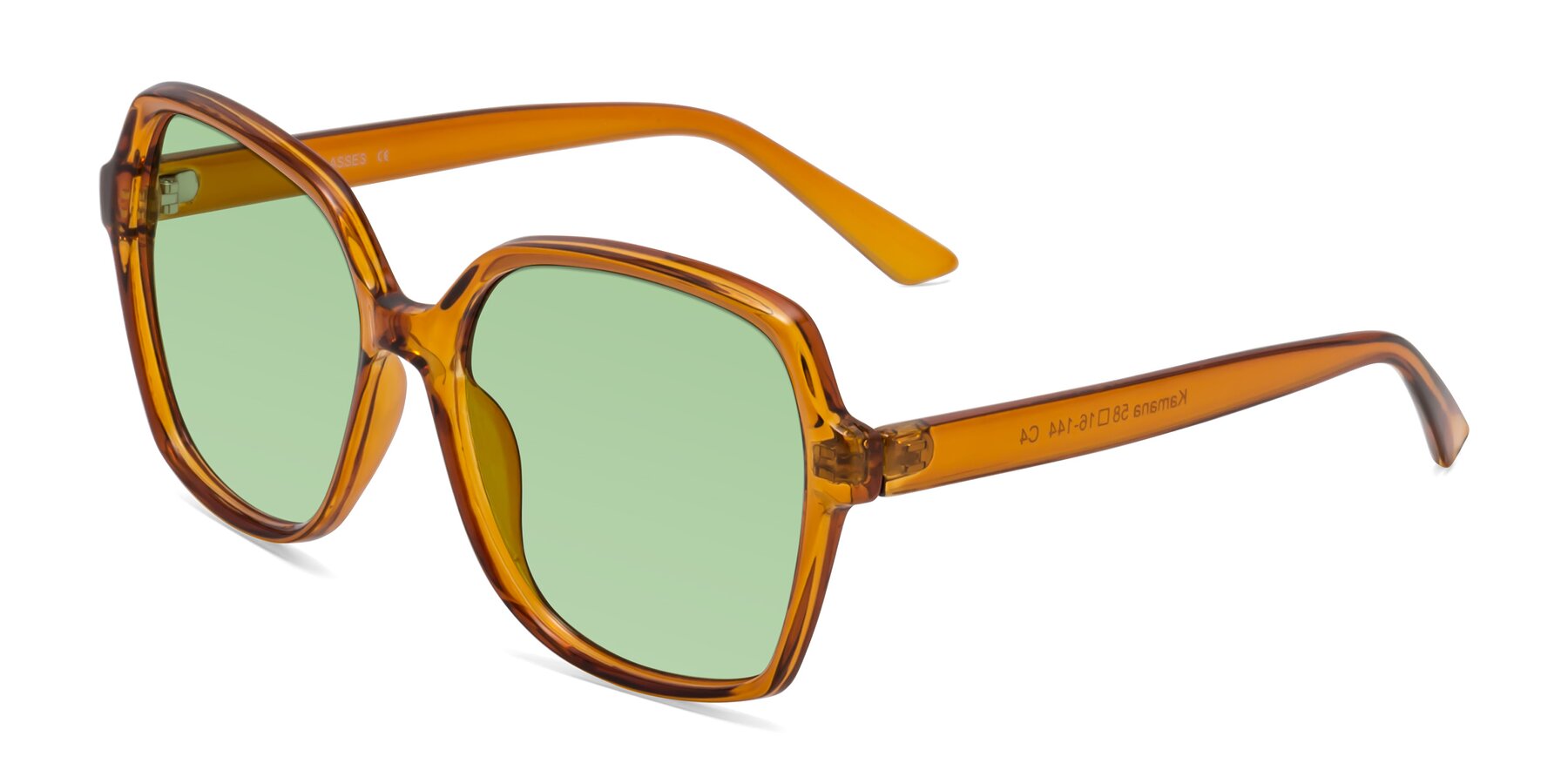 Angle of Kamana in Maple Syrup with Medium Green Tinted Lenses