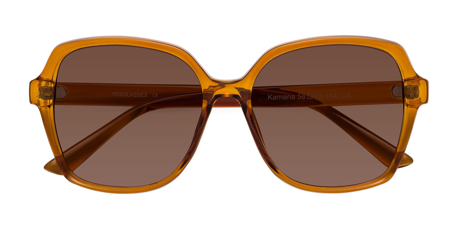Folded Front of Kamana in Maple Syrup with Brown Tinted Lenses