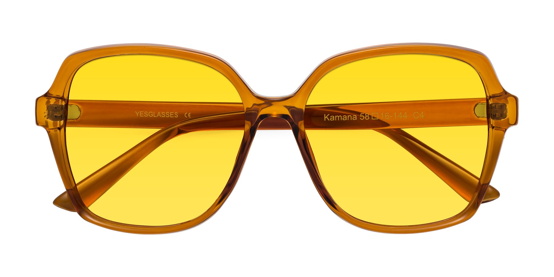 Folded Front of Kamana in Maple Syrup with Yellow Tinted Lenses
