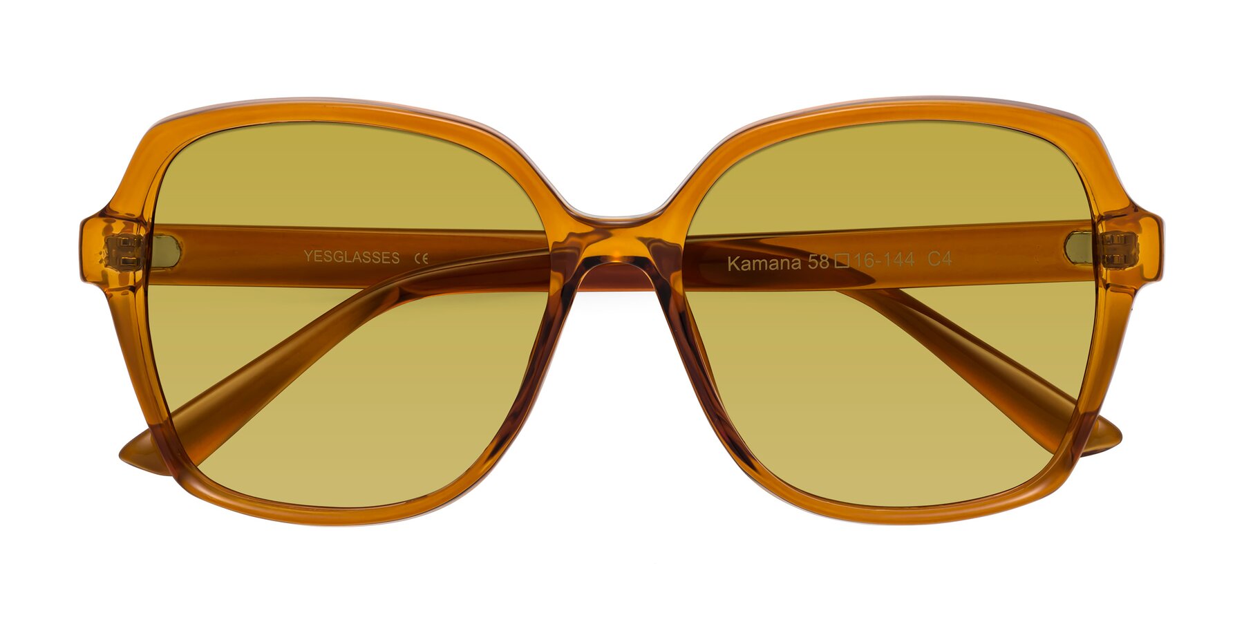 Folded Front of Kamana in Maple Syrup with Champagne Tinted Lenses