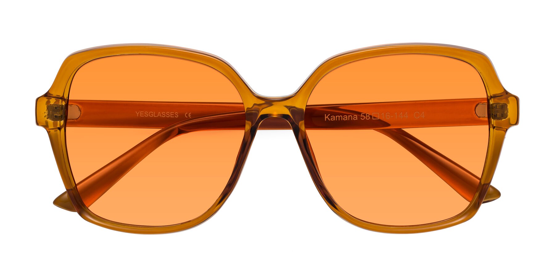 Folded Front of Kamana in Maple Syrup with Orange Tinted Lenses