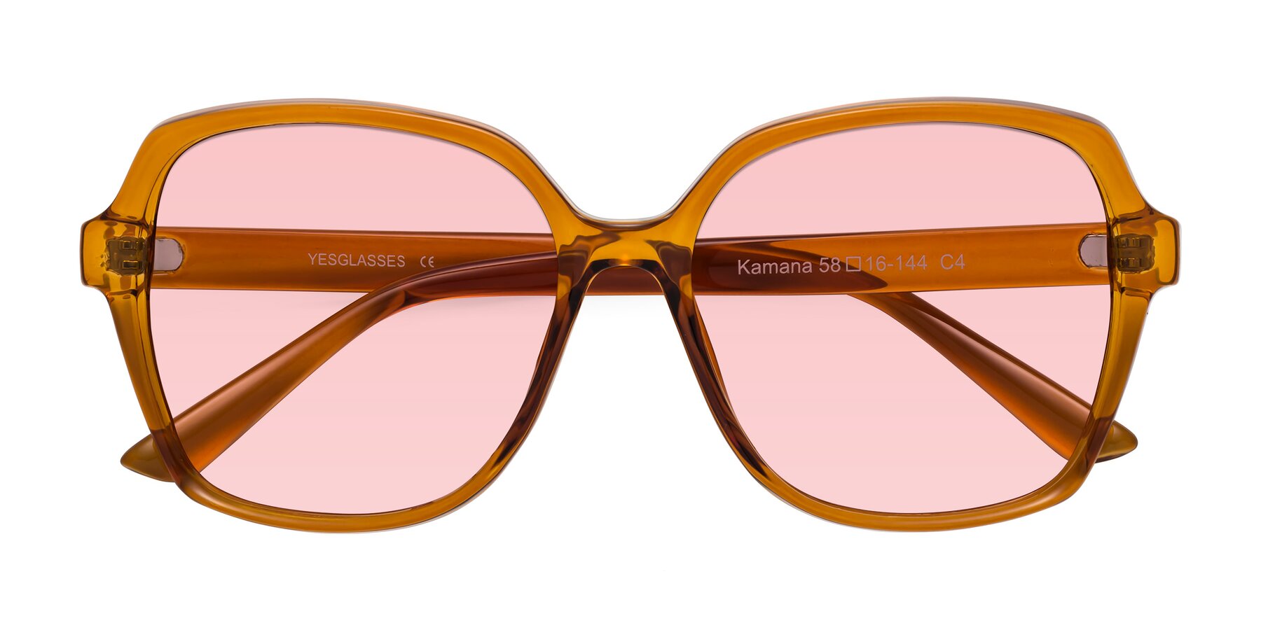 Folded Front of Kamana in Maple Syrup with Light Garnet Tinted Lenses