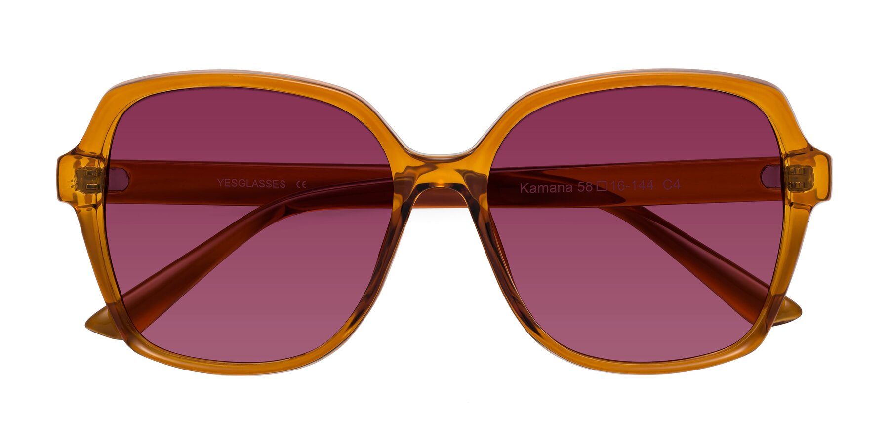 Folded Front of Kamana in Maple Syrup with Wine Tinted Lenses