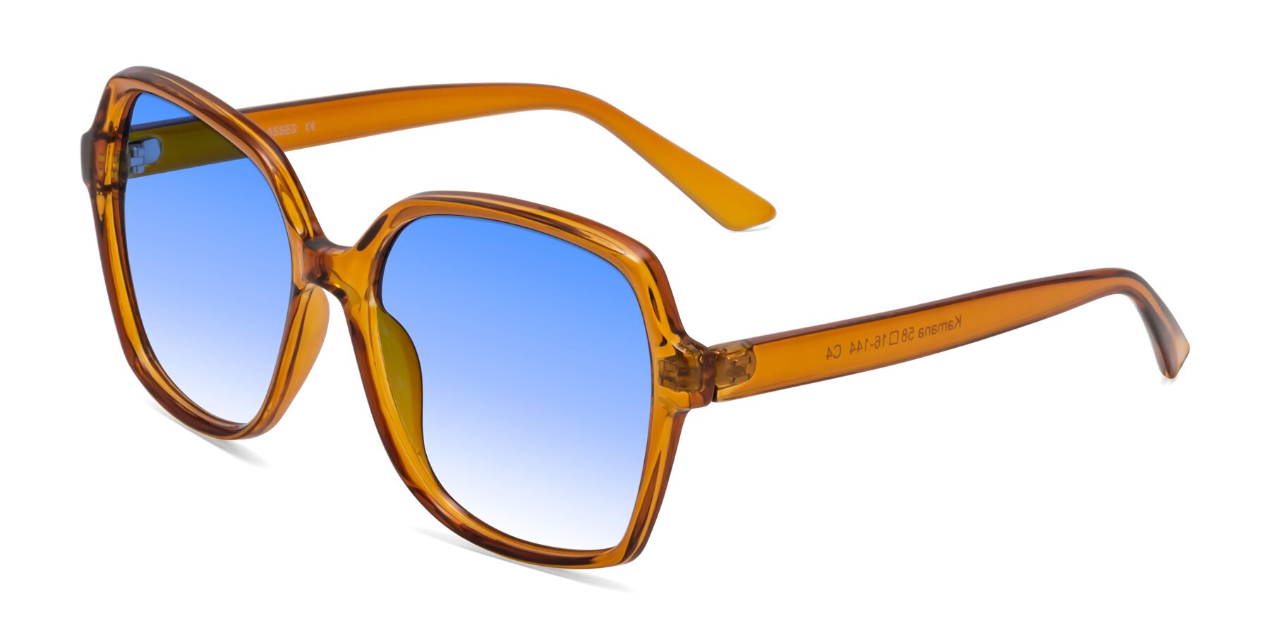 Angle of Kamana in Maple Syrup with Blue Gradient Lenses