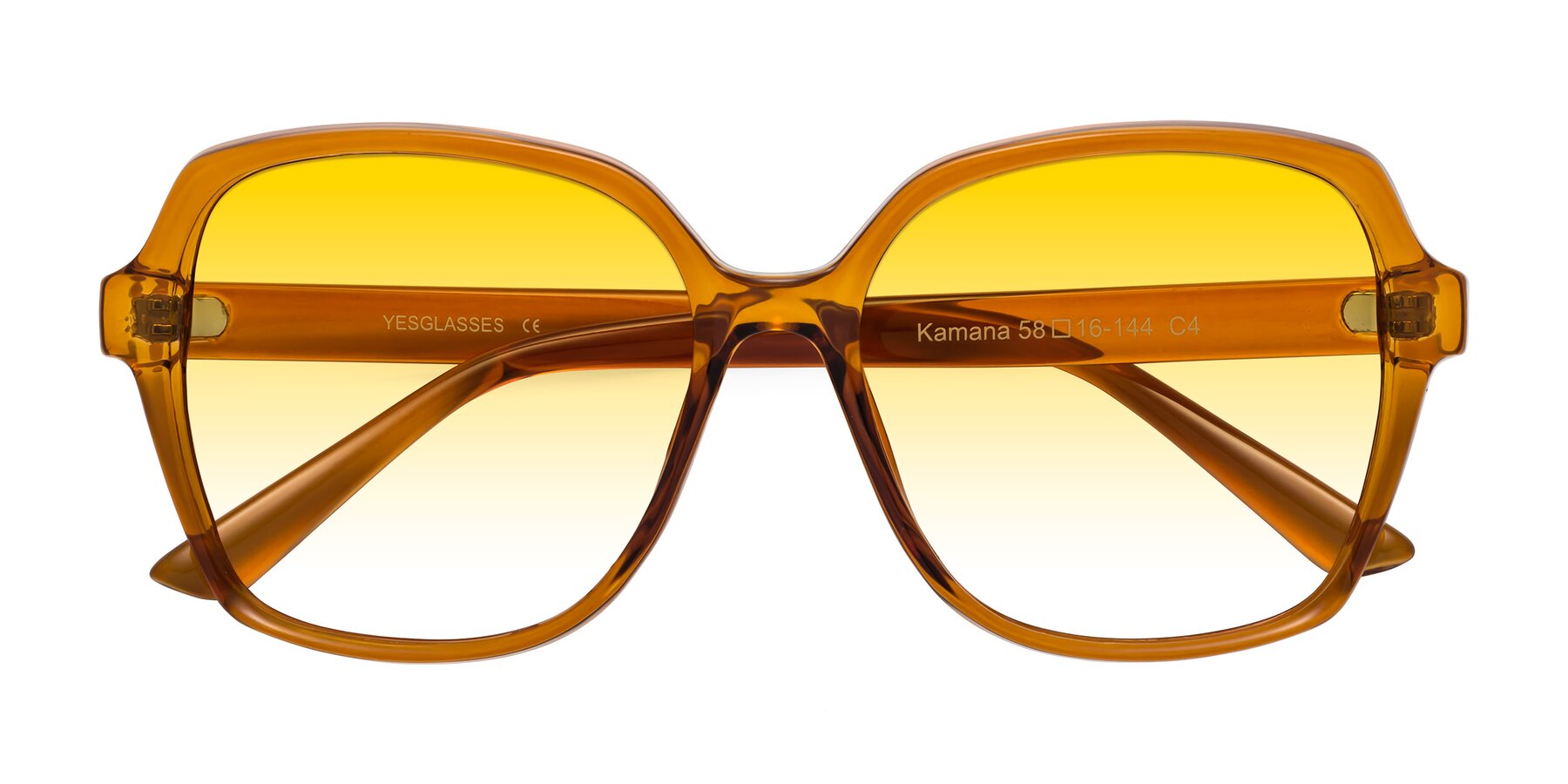 Folded Front of Kamana in Maple Syrup with Yellow Gradient Lenses