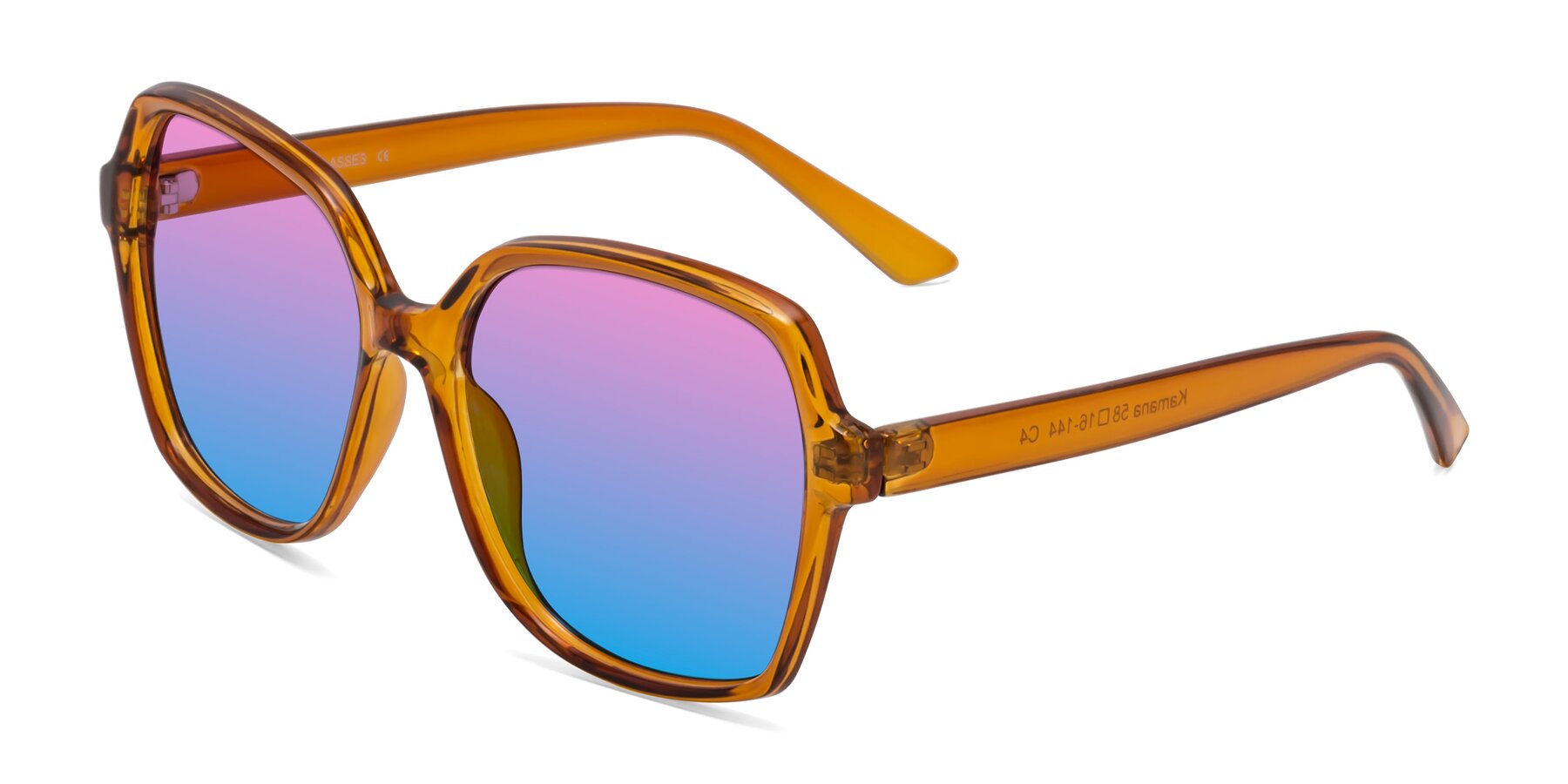 Angle of Kamana in Maple Syrup with Pink / Blue Gradient Lenses