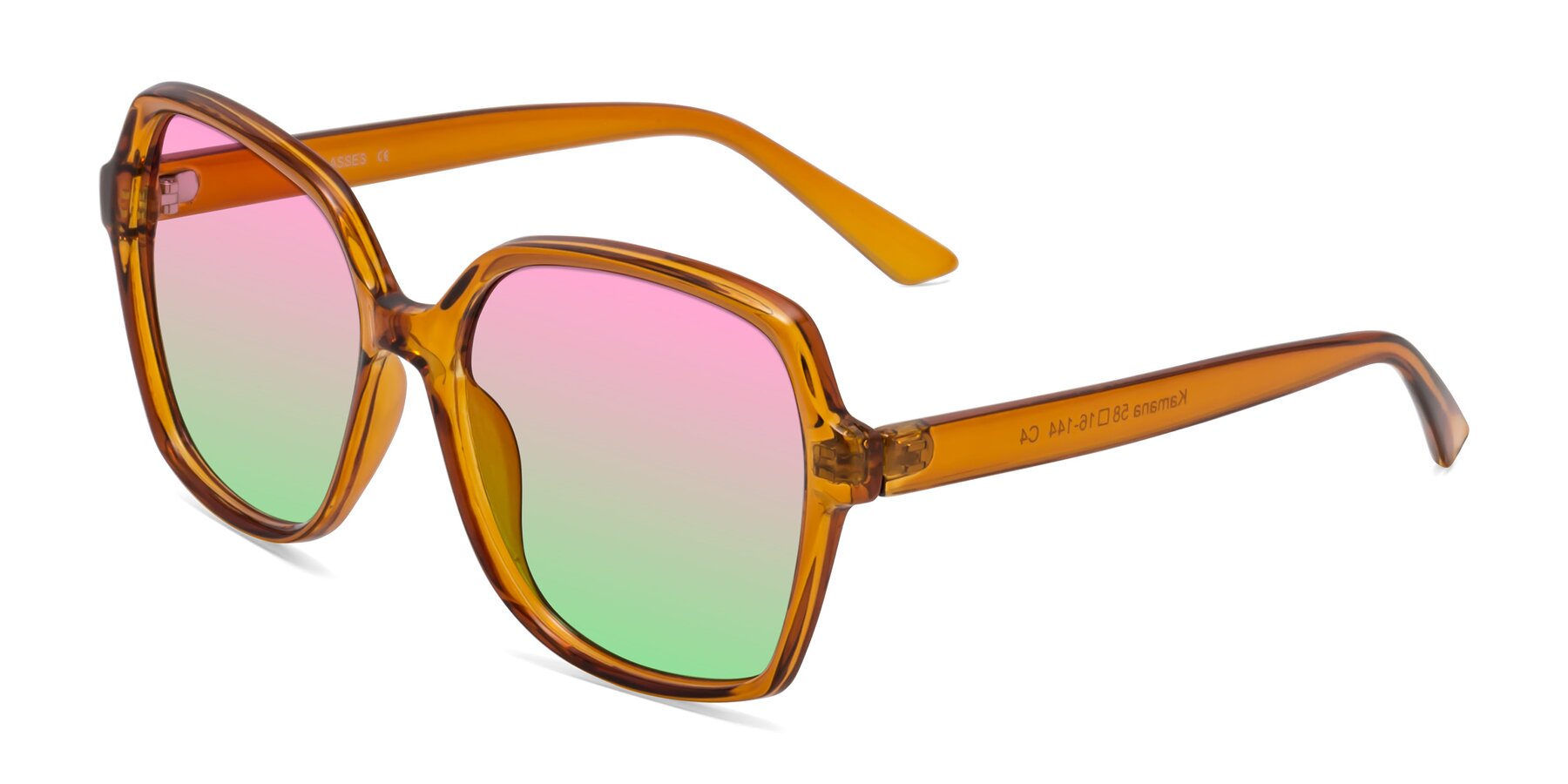 Angle of Kamana in Maple Syrup with Pink / Green Gradient Lenses