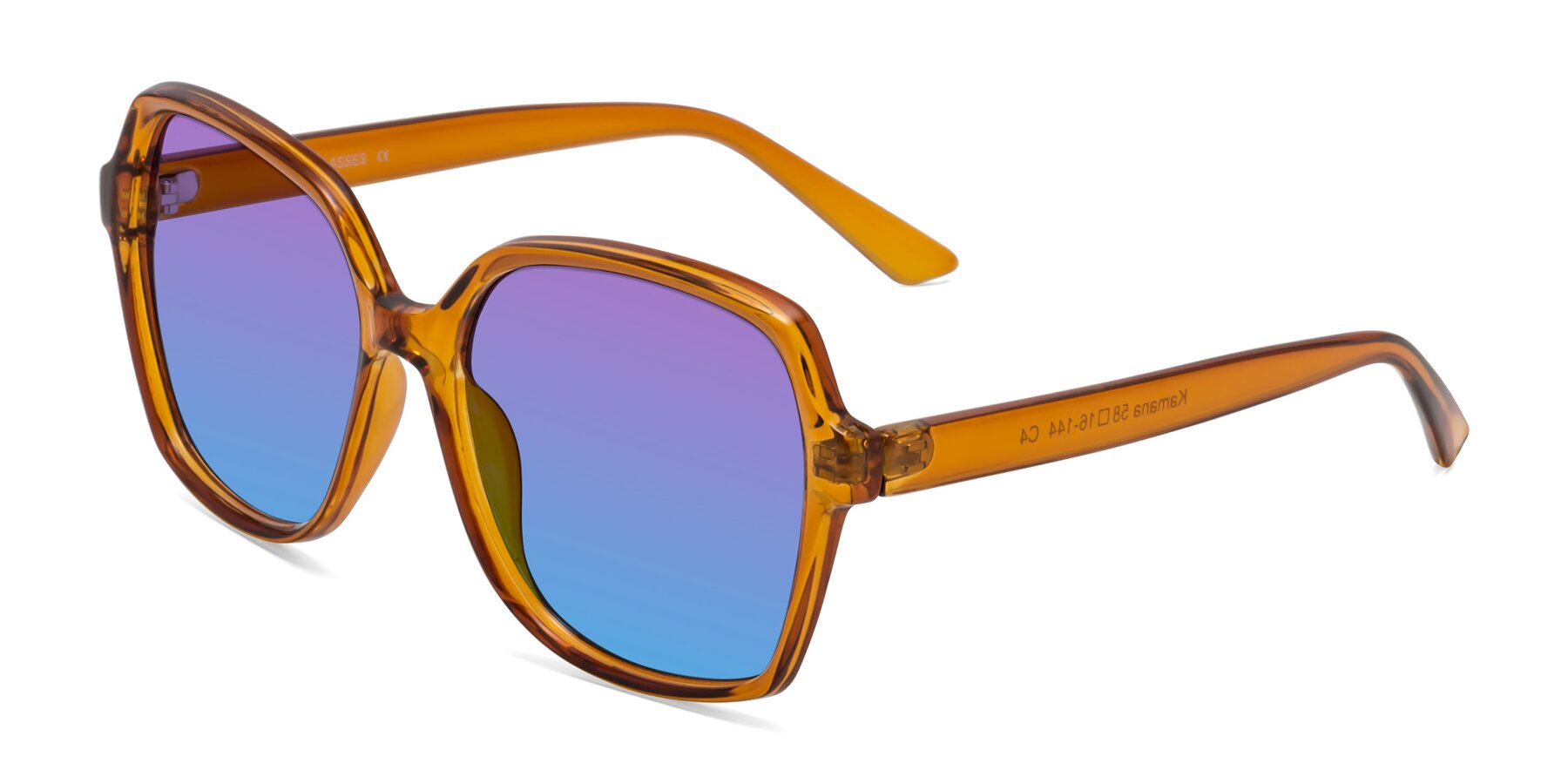 Angle of Kamana in Maple Syrup with Purple / Blue Gradient Lenses