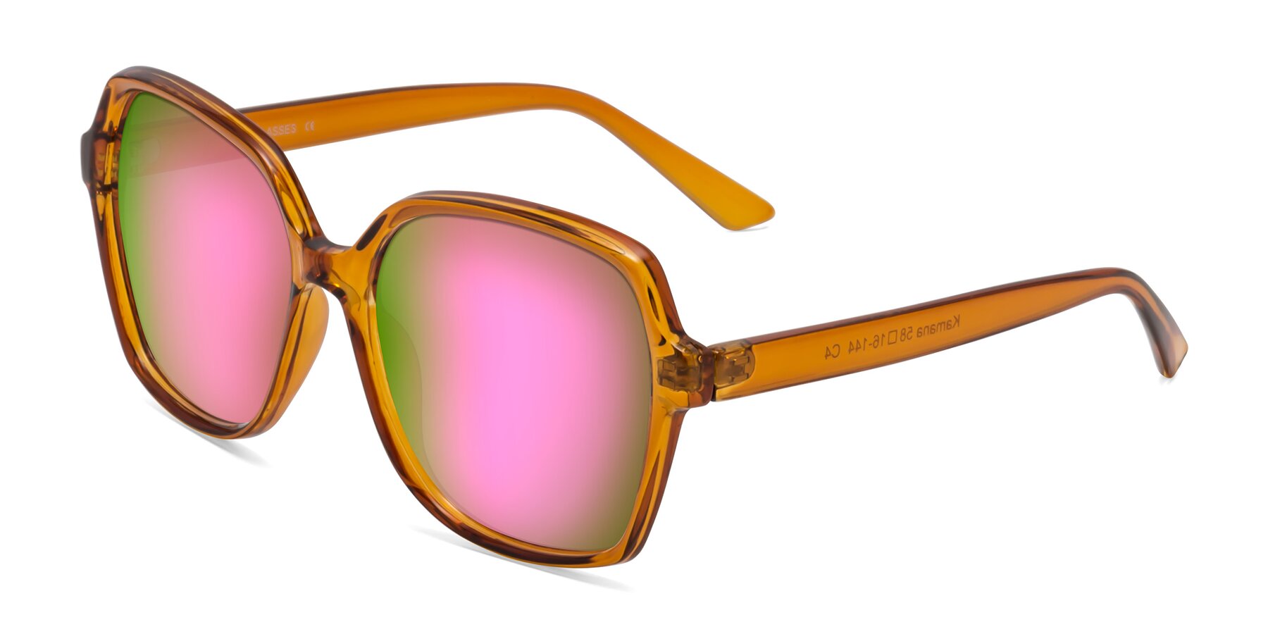 Angle of Kamana in Maple Syrup with Pink Mirrored Lenses