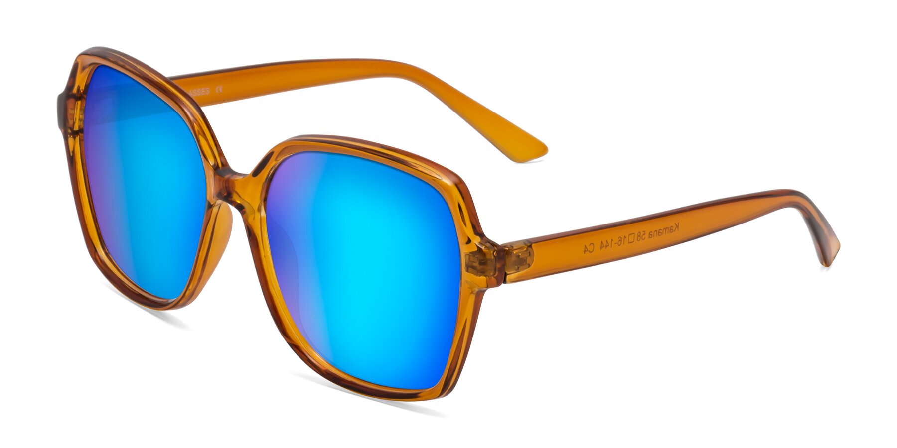 Angle of Kamana in Maple Syrup with Blue Mirrored Lenses