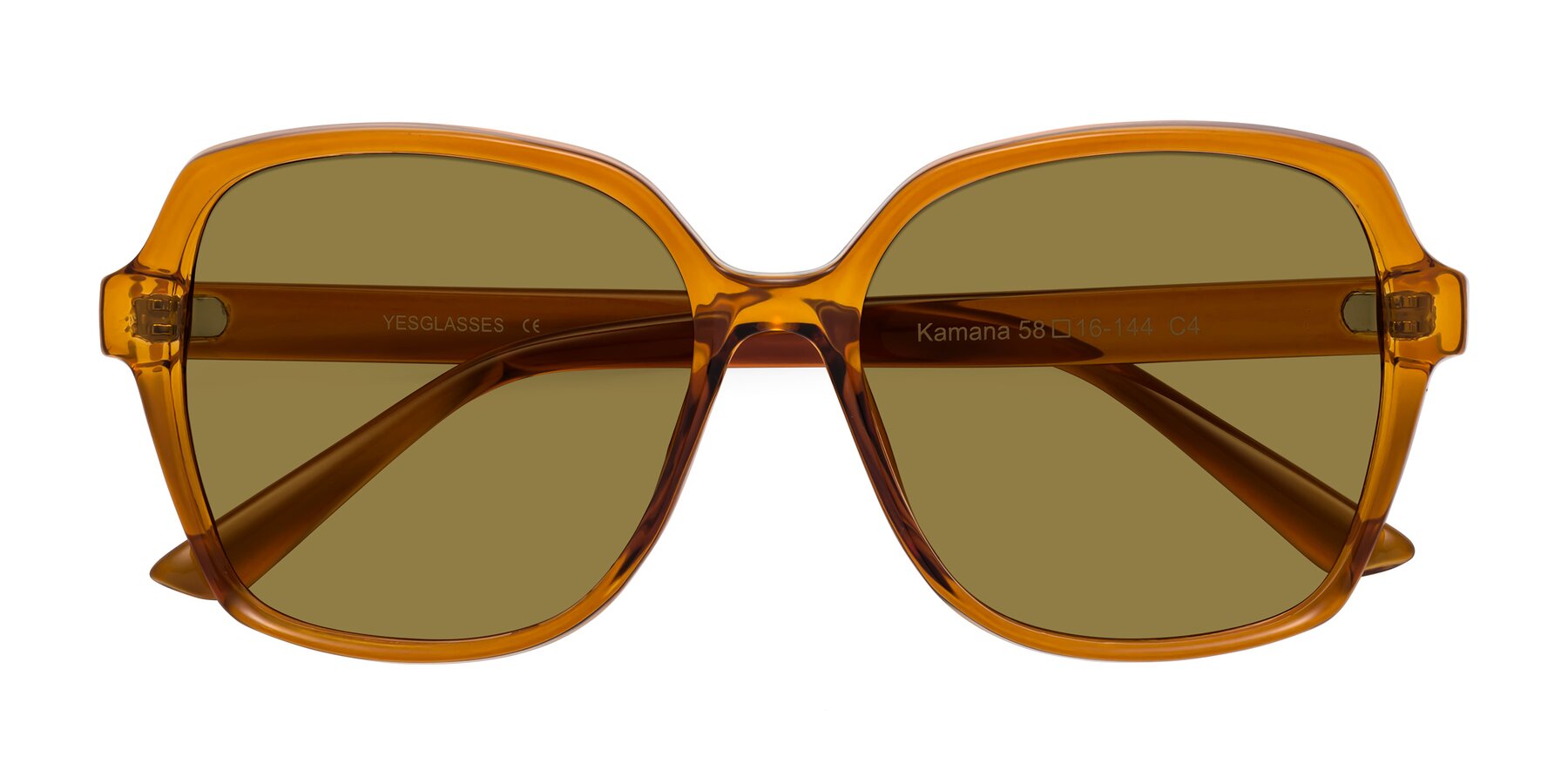 Folded Front of Kamana in Maple Syrup with Brown Polarized Lenses