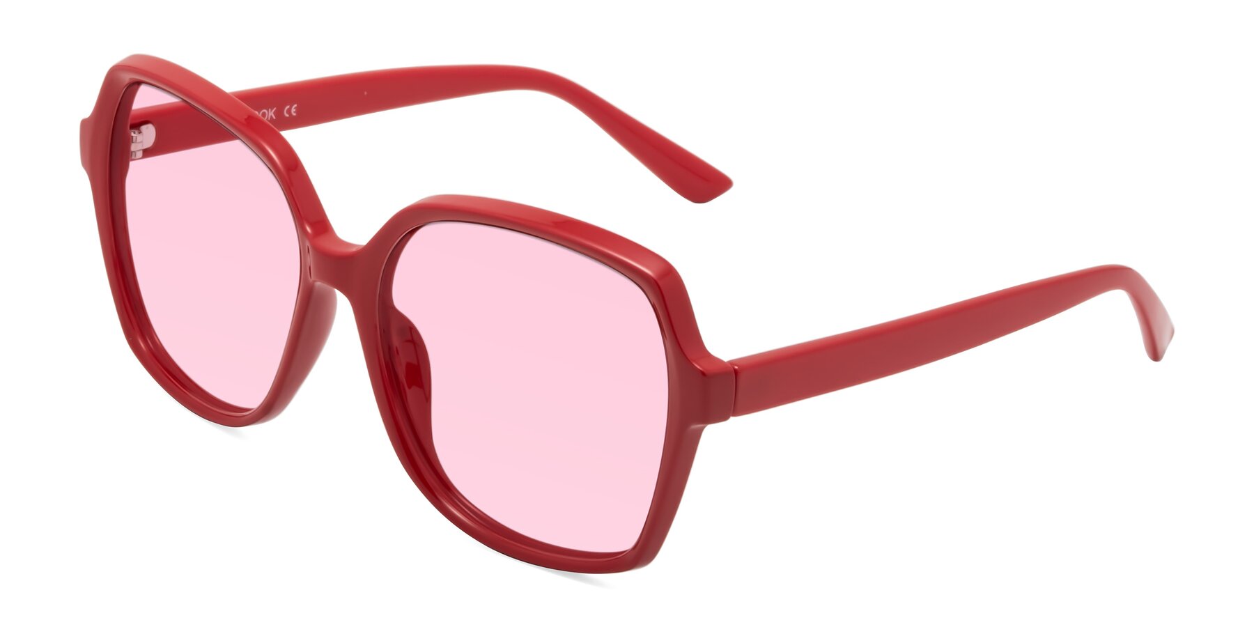 Angle of Kamana in Red with Light Pink Tinted Lenses
