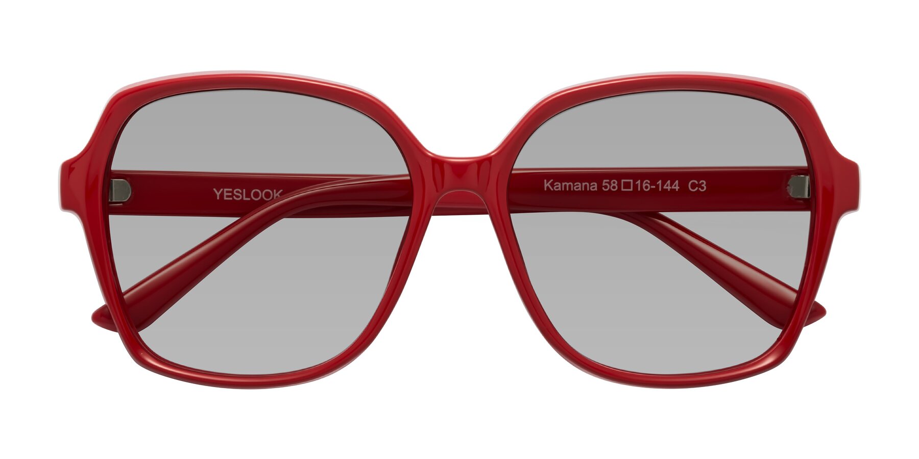 Folded Front of Kamana in Red with Light Gray Tinted Lenses