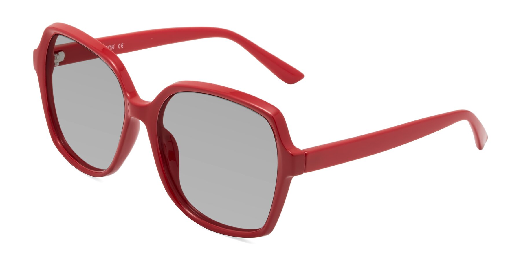 Angle of Kamana in Red with Light Gray Tinted Lenses