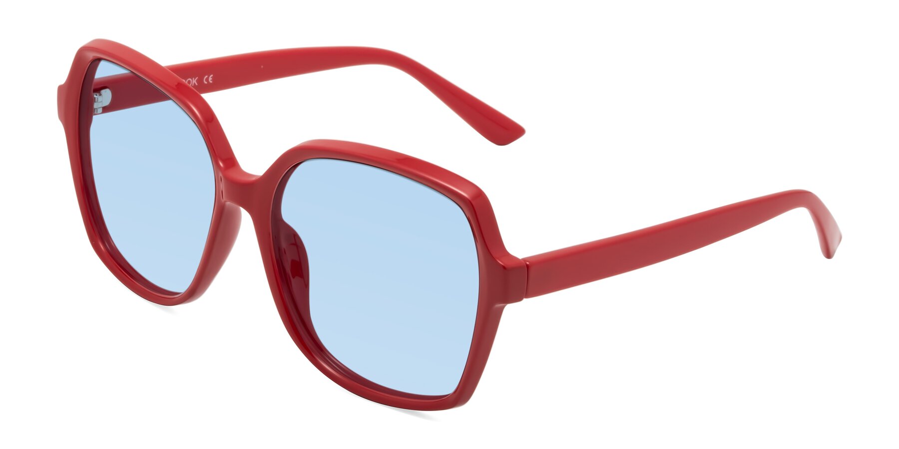 Angle of Kamana in Red with Light Blue Tinted Lenses