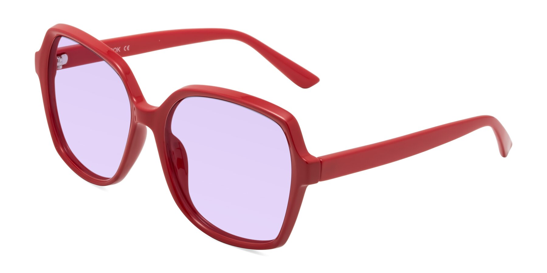 Angle of Kamana in Red with Light Purple Tinted Lenses