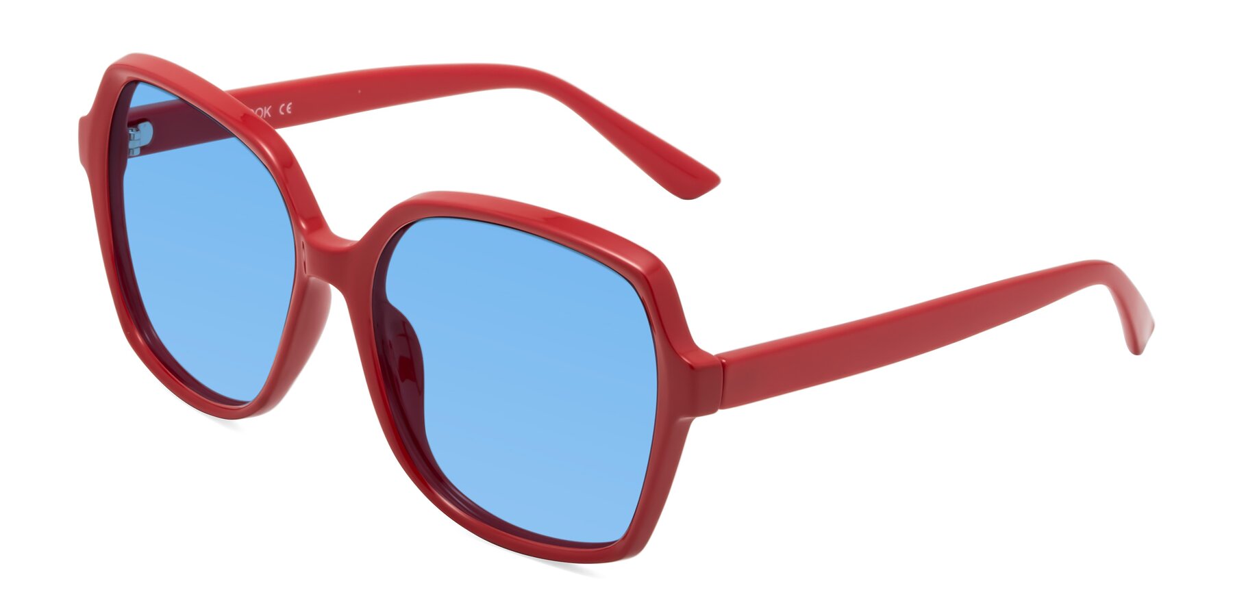 Angle of Kamana in Red with Medium Blue Tinted Lenses