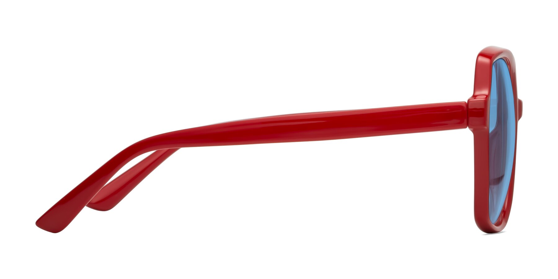 Side of Kamana in Red with Medium Blue Tinted Lenses