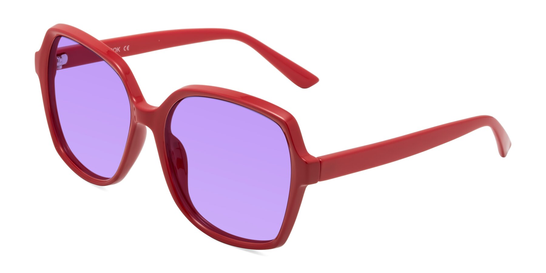 Angle of Kamana in Red with Medium Purple Tinted Lenses