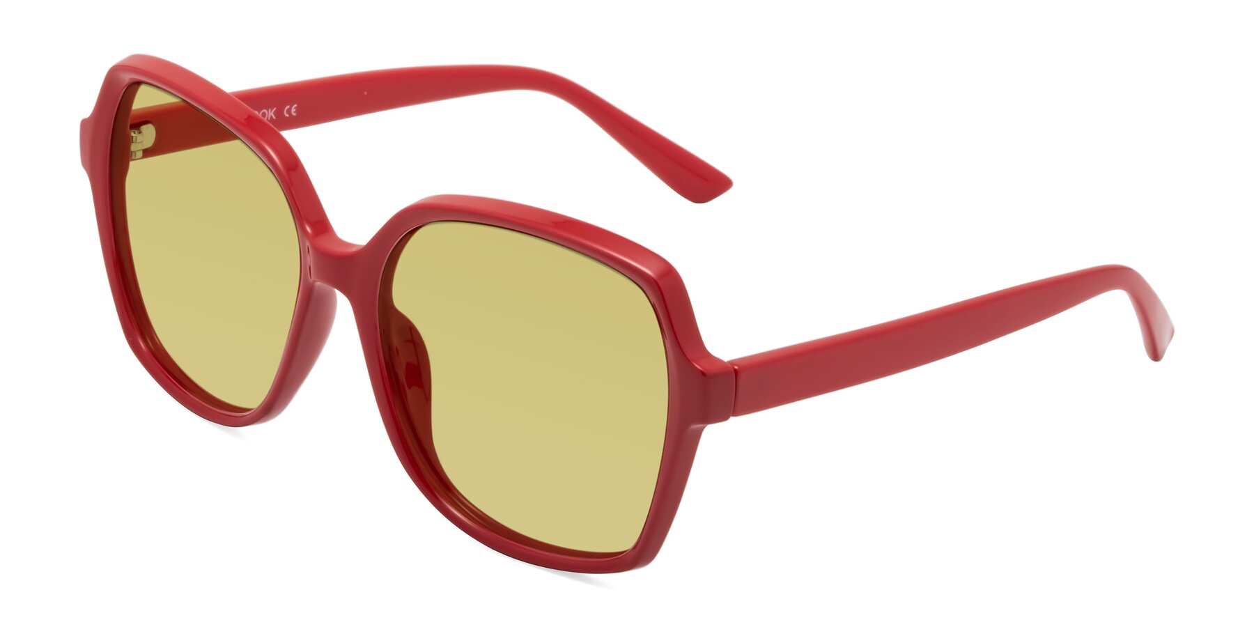 Angle of Kamana in Red with Medium Champagne Tinted Lenses