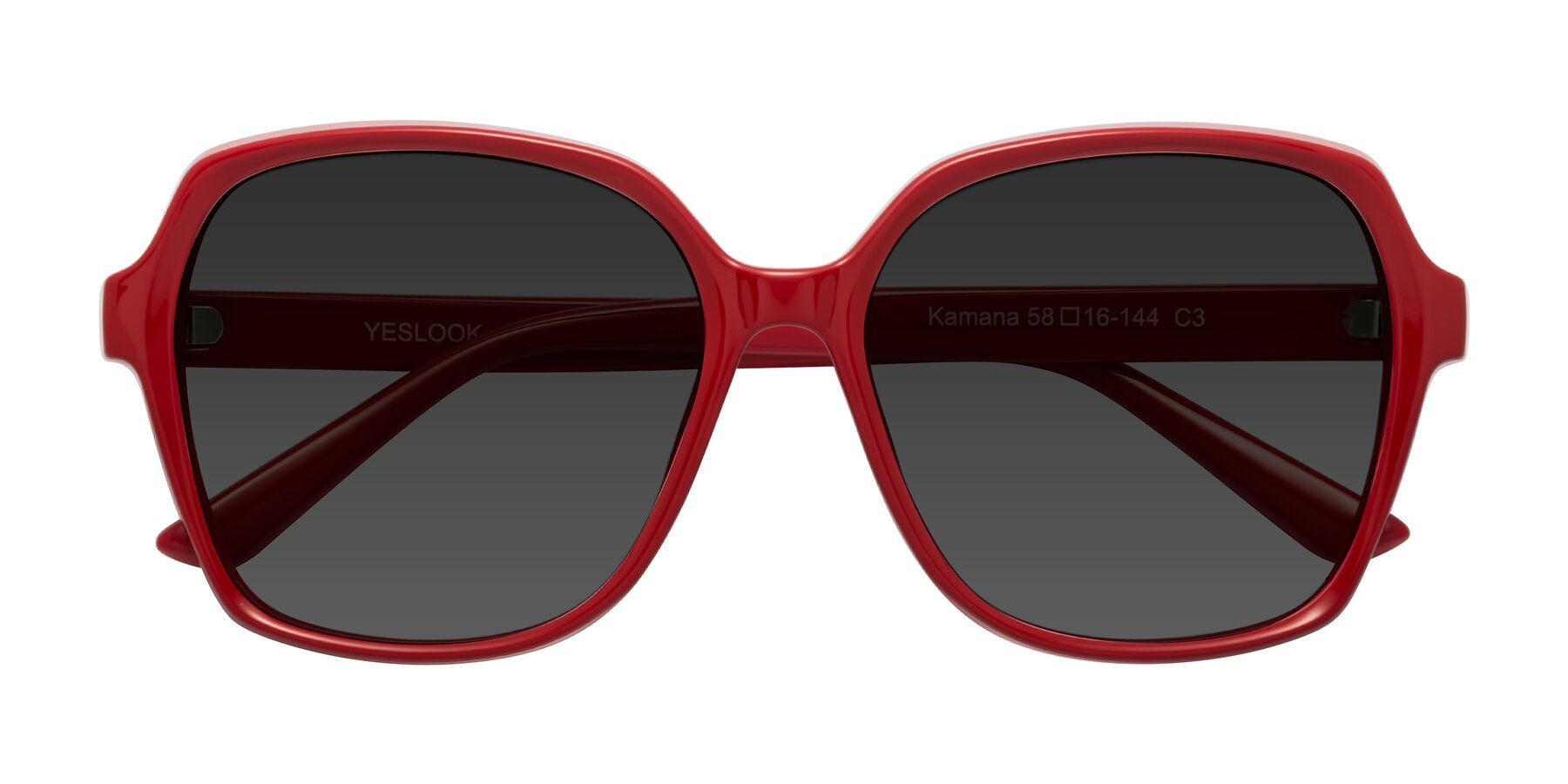 Folded Front of Kamana in Red with Gray Tinted Lenses