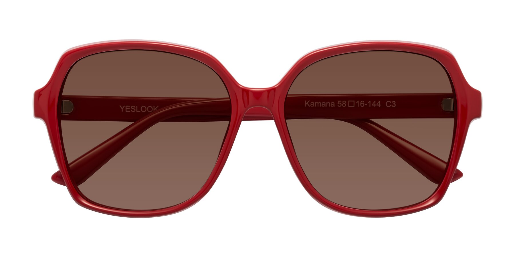 Folded Front of Kamana in Red with Brown Tinted Lenses
