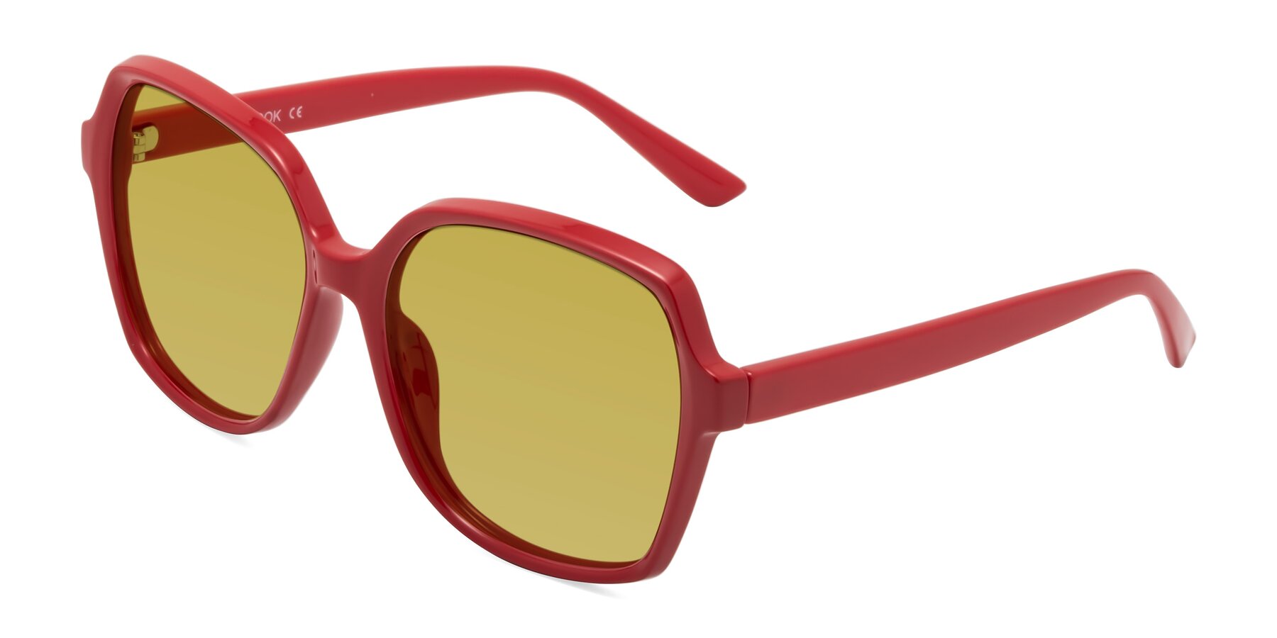 Angle of Kamana in Red with Champagne Tinted Lenses