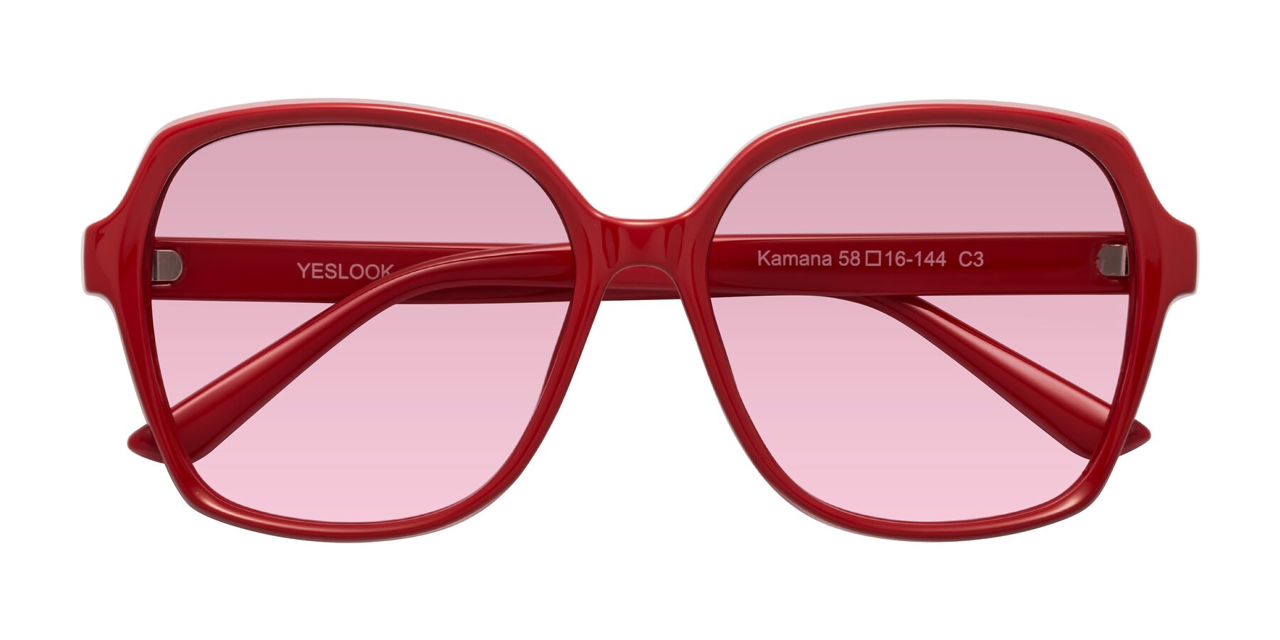 Folded Front of Kamana in Red with Light Wine Tinted Lenses