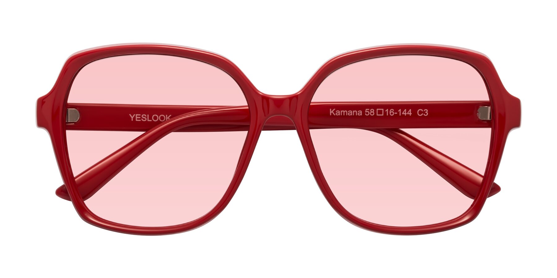 Folded Front of Kamana in Red with Light Garnet Tinted Lenses