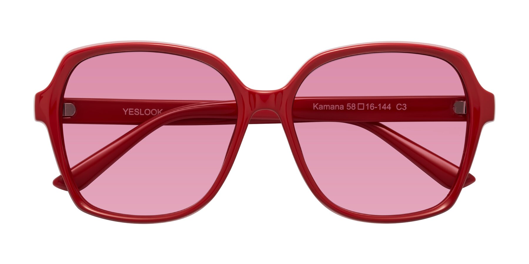 Folded Front of Kamana in Red with Medium Wine Tinted Lenses