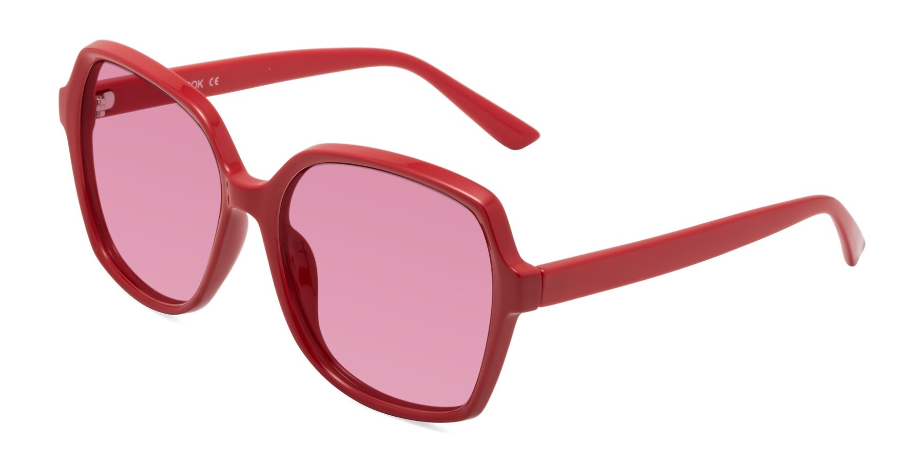 Angle of Kamana in Red with Medium Wine Tinted Lenses