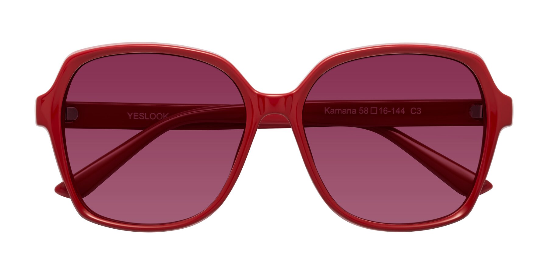 Folded Front of Kamana in Red with Wine Tinted Lenses
