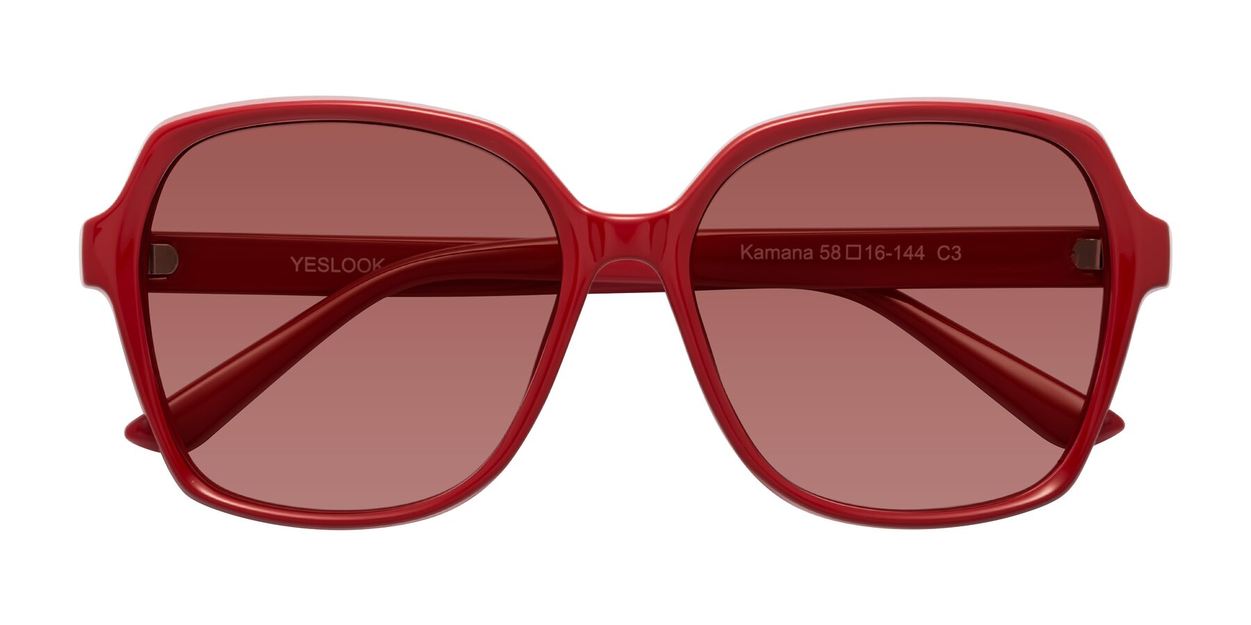 Folded Front of Kamana in Red with Garnet Tinted Lenses