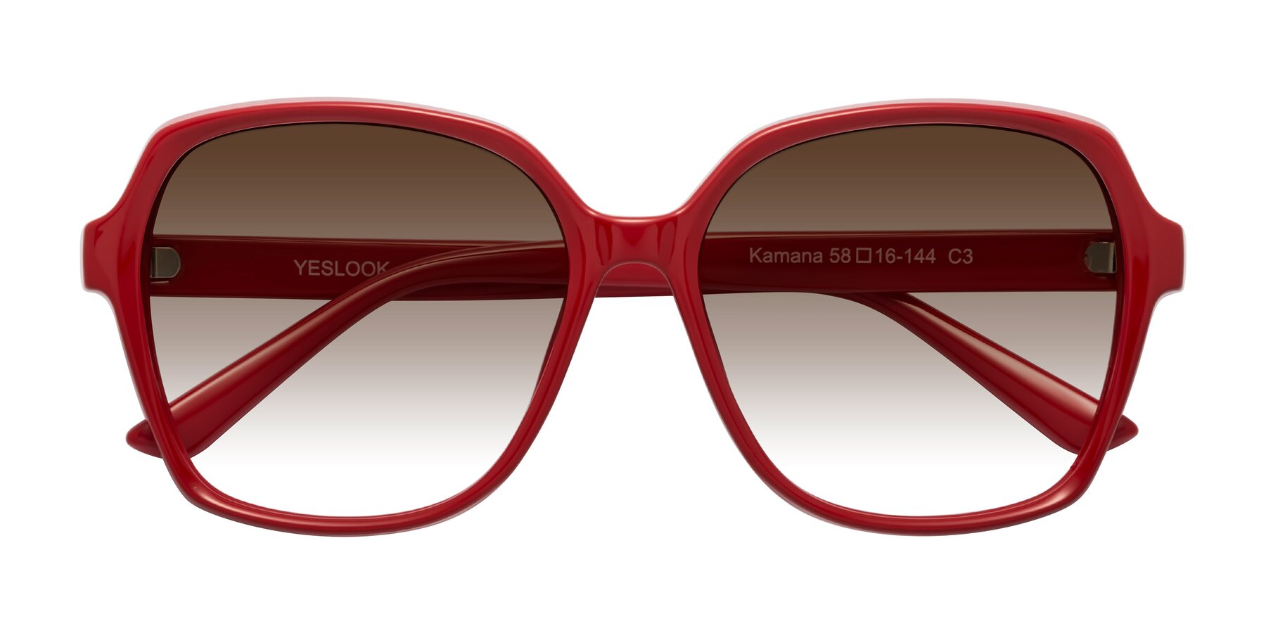 Folded Front of Kamana in Red with Brown Gradient Lenses