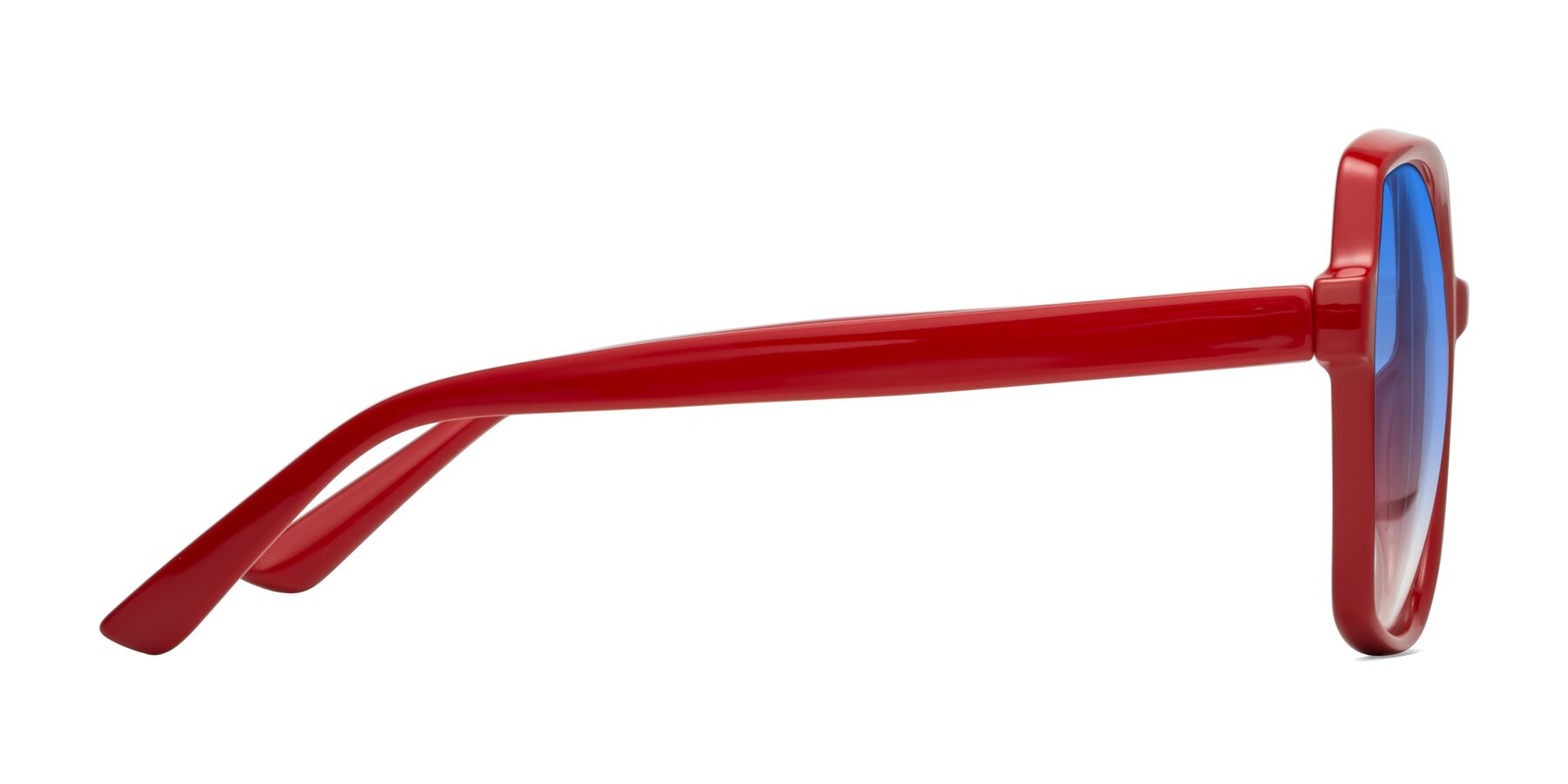 Side of Kamana in Red with Blue Gradient Lenses