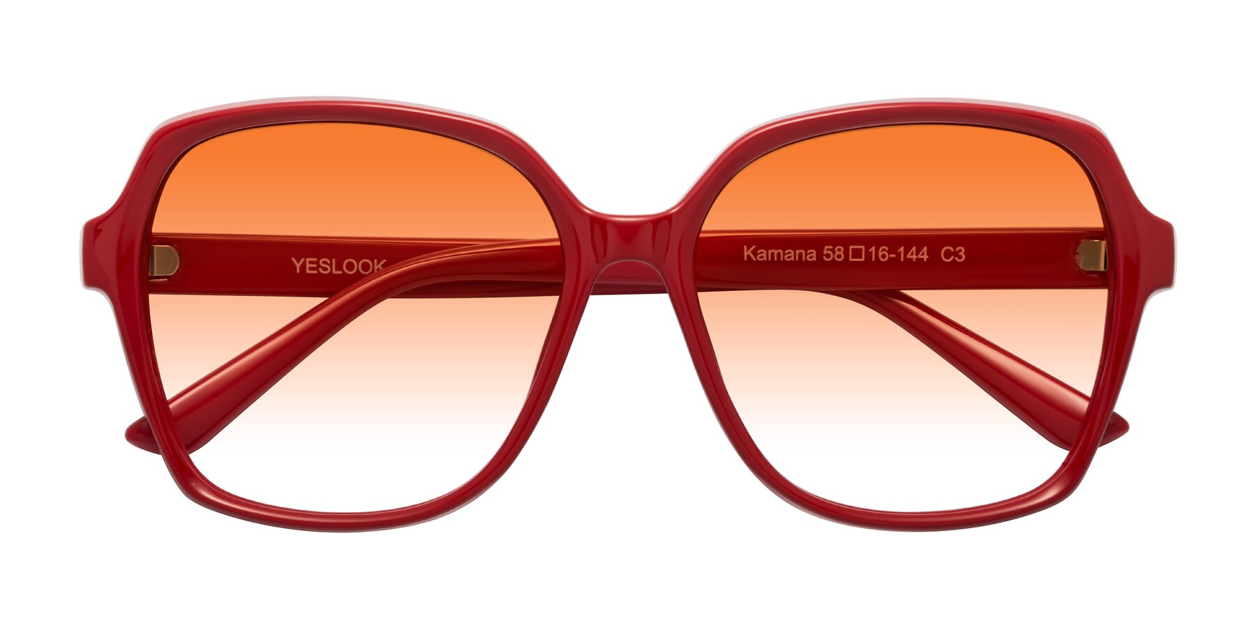 Folded Front of Kamana in Red with Orange Gradient Lenses