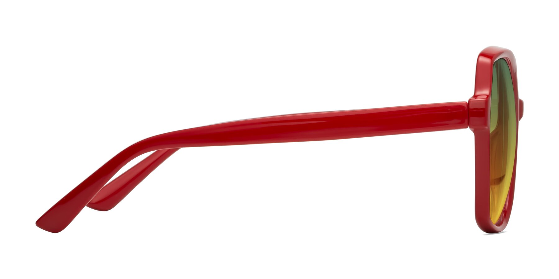 Side of Kamana in Red with Green / Yellow Gradient Lenses