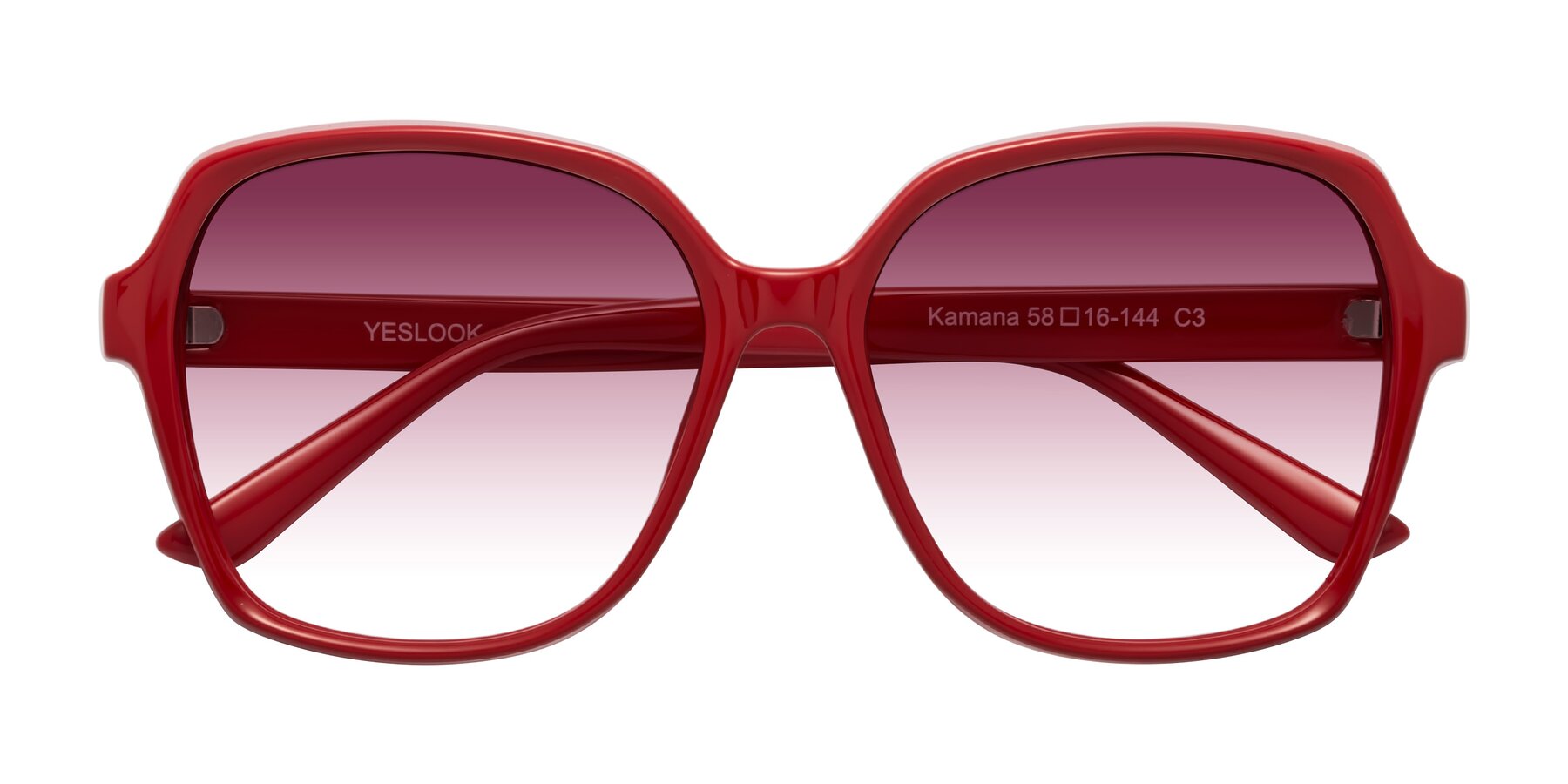 Folded Front of Kamana in Red with Wine Gradient Lenses