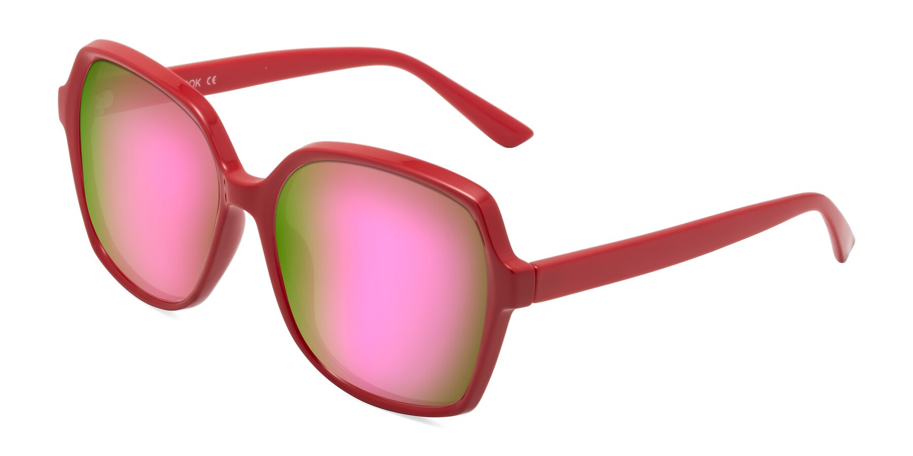 Angle of Kamana in Red with Pink Mirrored Lenses