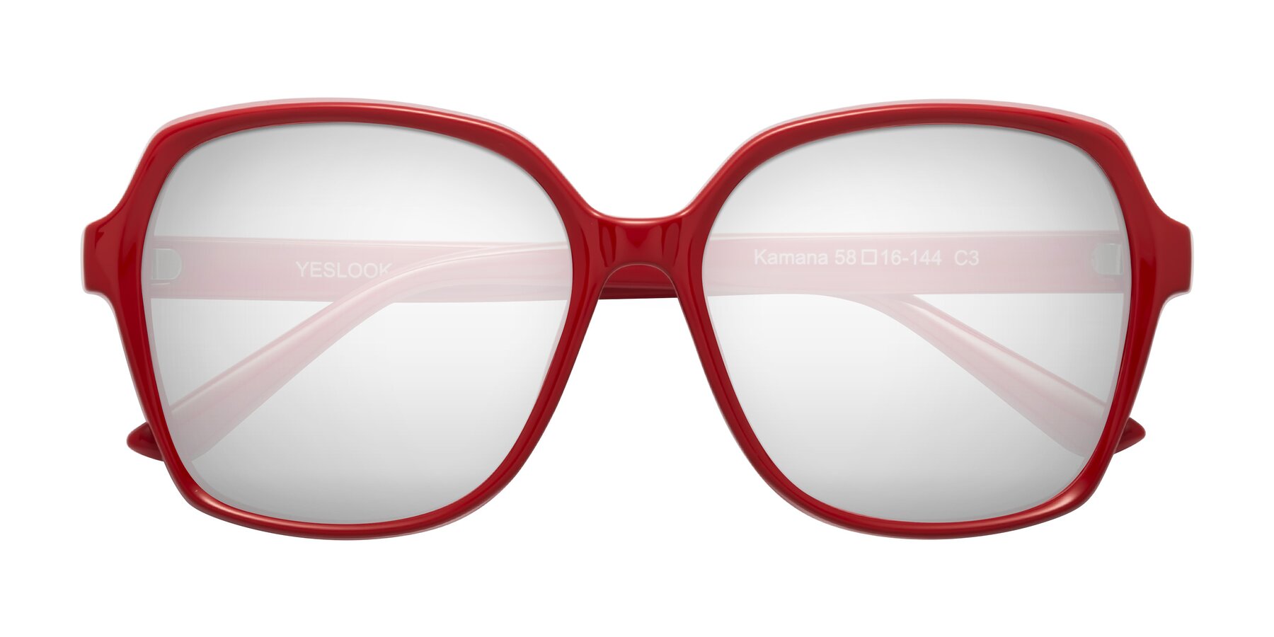 Folded Front of Kamana in Red with Silver Mirrored Lenses