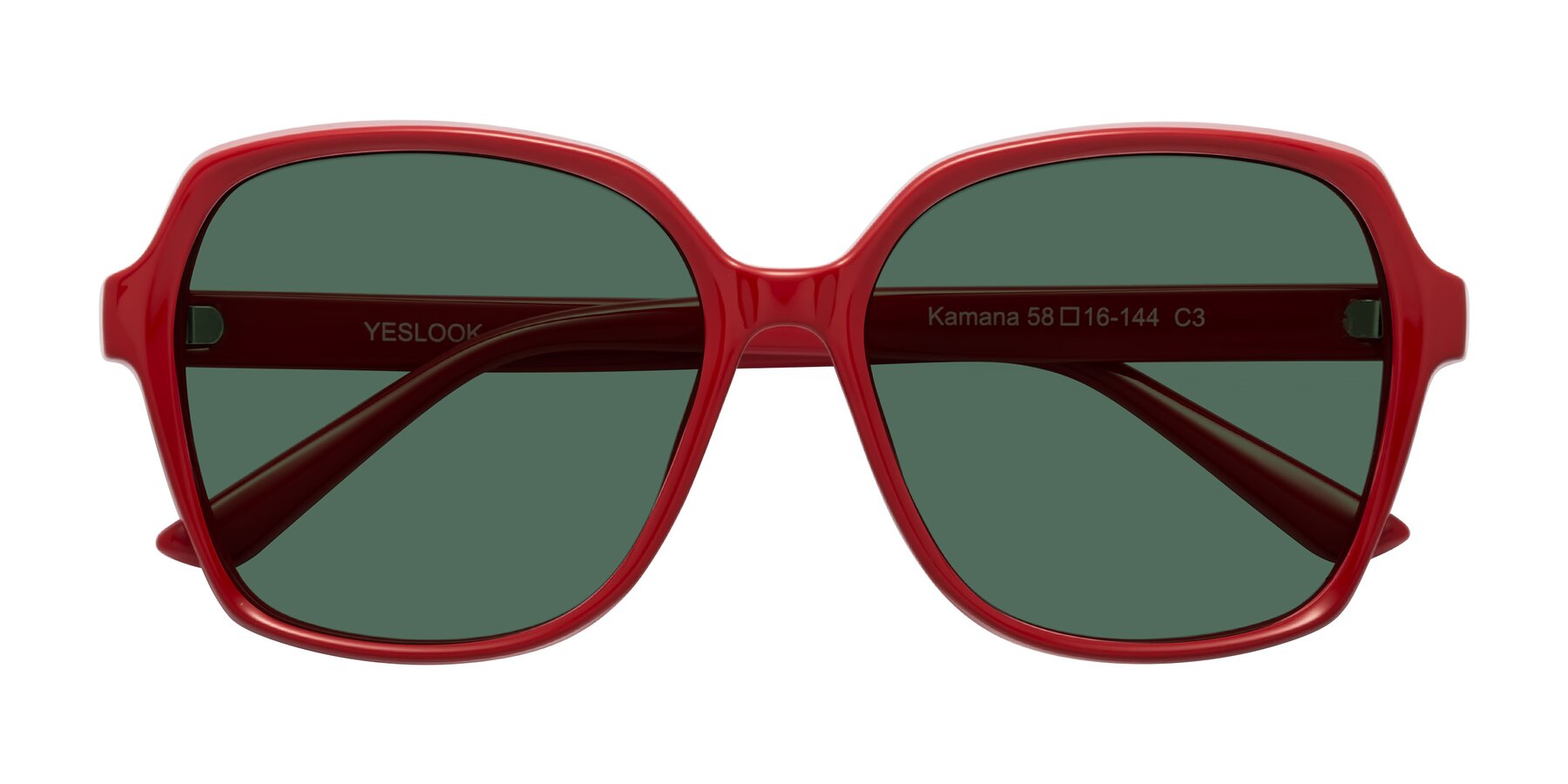 Folded Front of Kamana in Red with Green Polarized Lenses