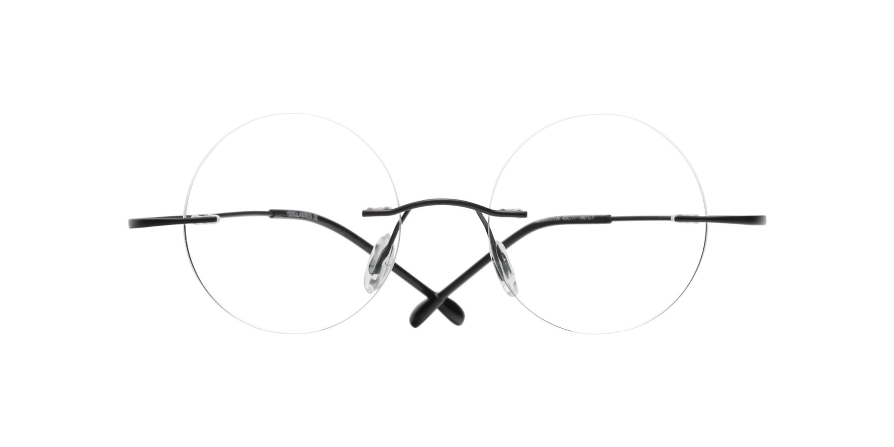 Folded Front of Minicircle in Black with Clear Reading Eyeglass Lenses