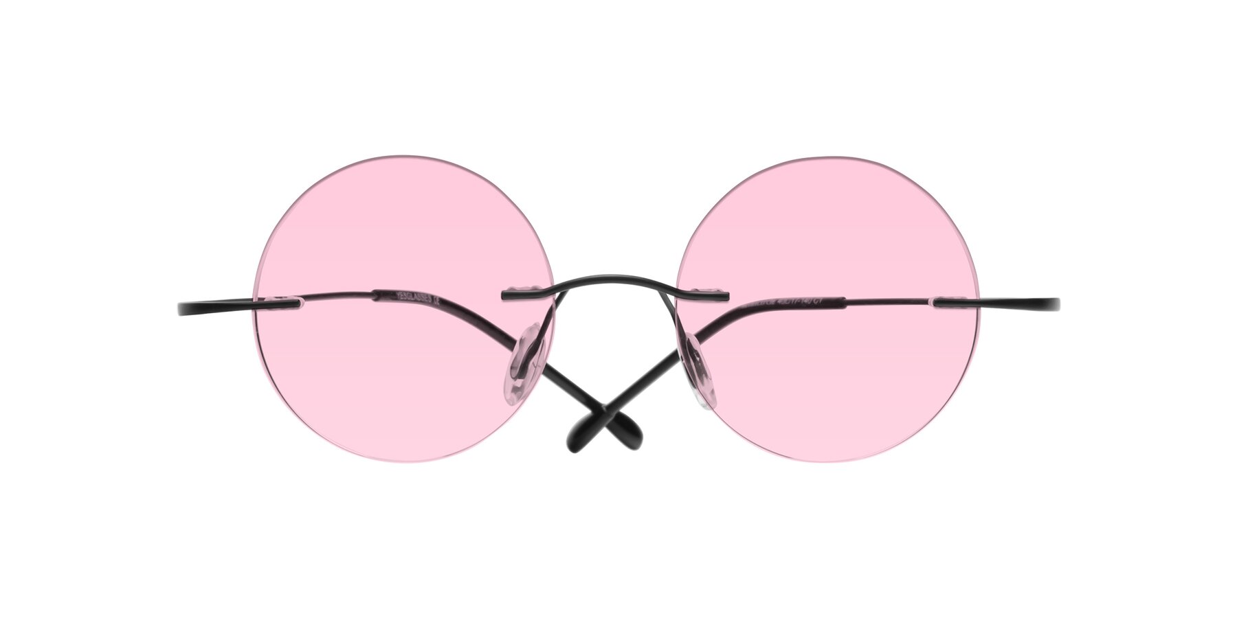 Folded Front of Minicircle in Black with Light Pink Tinted Lenses