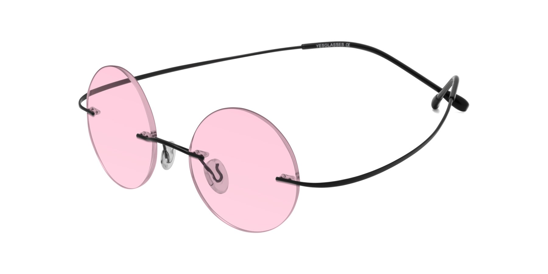 Angle of Minicircle in Black with Light Pink Tinted Lenses