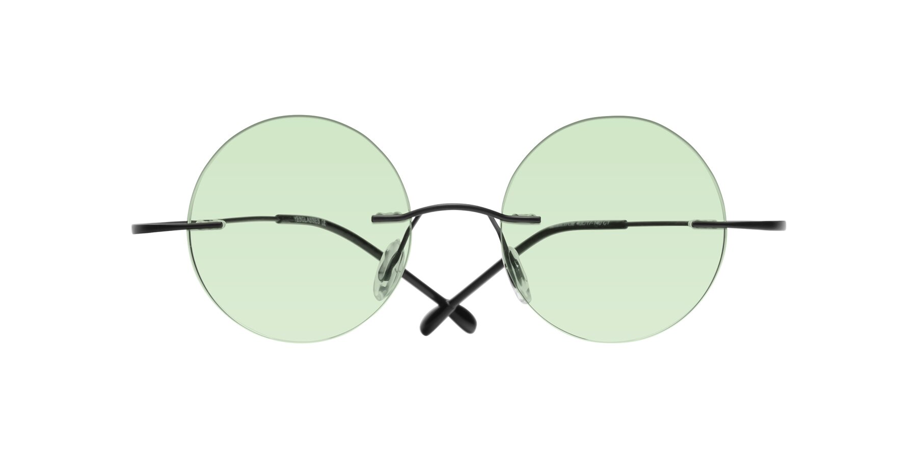 Folded Front of Minicircle in Black with Light Green Tinted Lenses