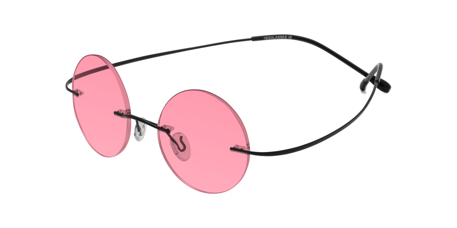 Angle of Minicircle in Black with Pink Tinted Lenses
