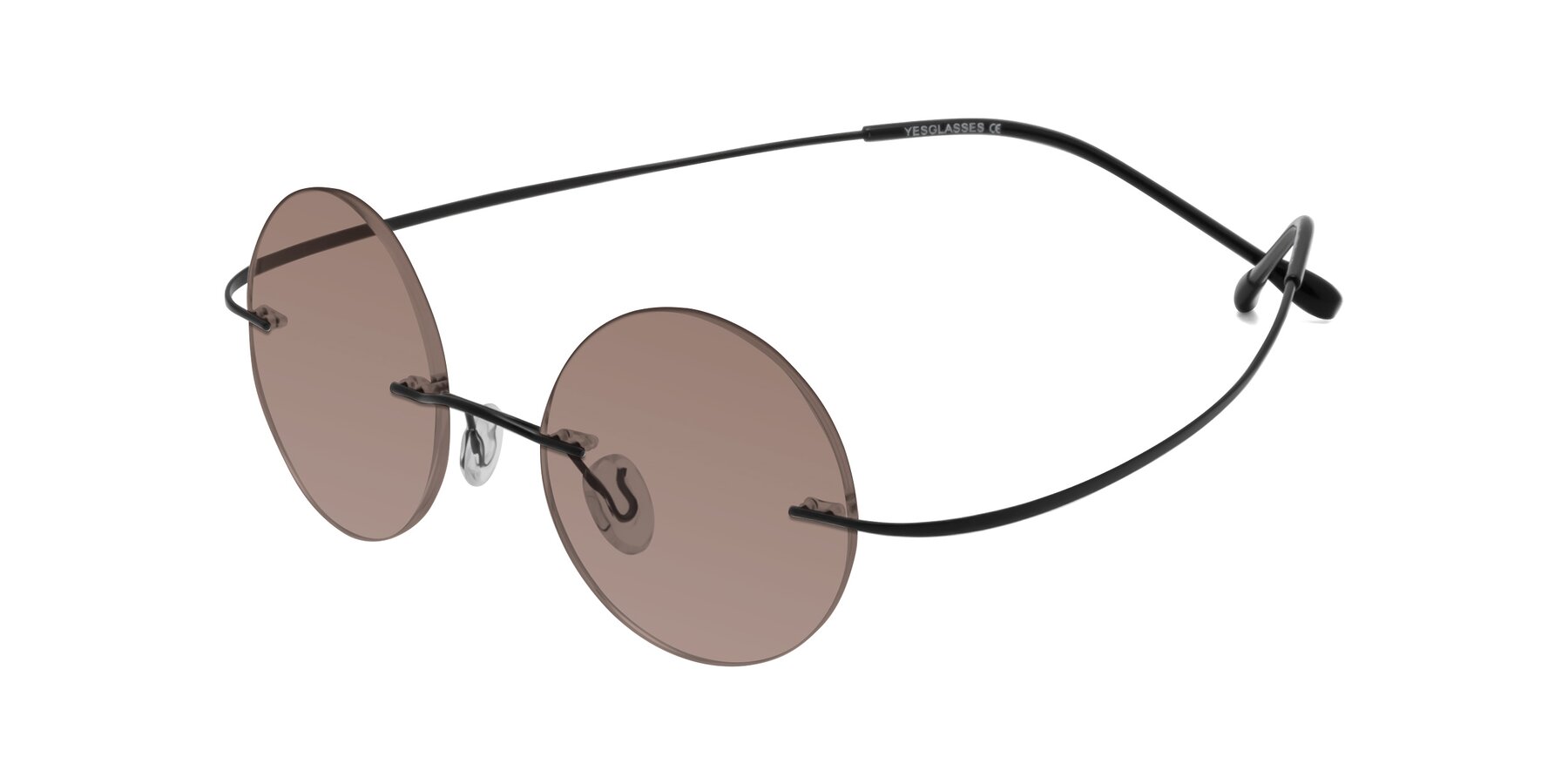 Angle of Minicircle in Black with Medium Brown Tinted Lenses