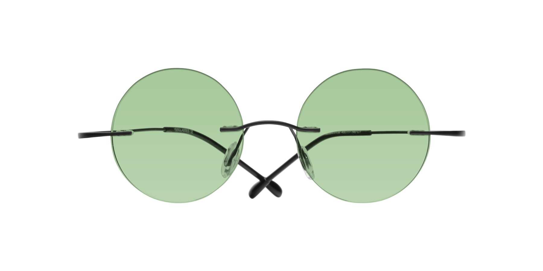 Folded Front of Minicircle in Black with Medium Green Tinted Lenses